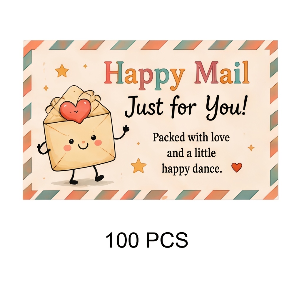 TEMU 50/100 Pack Thank You Cards, Cute Cartoon Envelope Design Insert Cards, Appreciation Notes For Small Business, Online Shop & Retail Orders