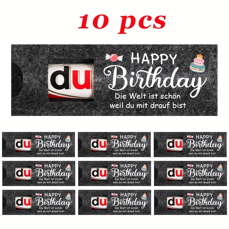 5/10pcs Felt Gift Bags, Birthday Gift "happy Birthday, Ist Schön Weil Du Mit Drauf Bist" Party Favor Boxes Packaging, Suitable For Family, Colleagues, , , Etc. (excluding Chocolate)