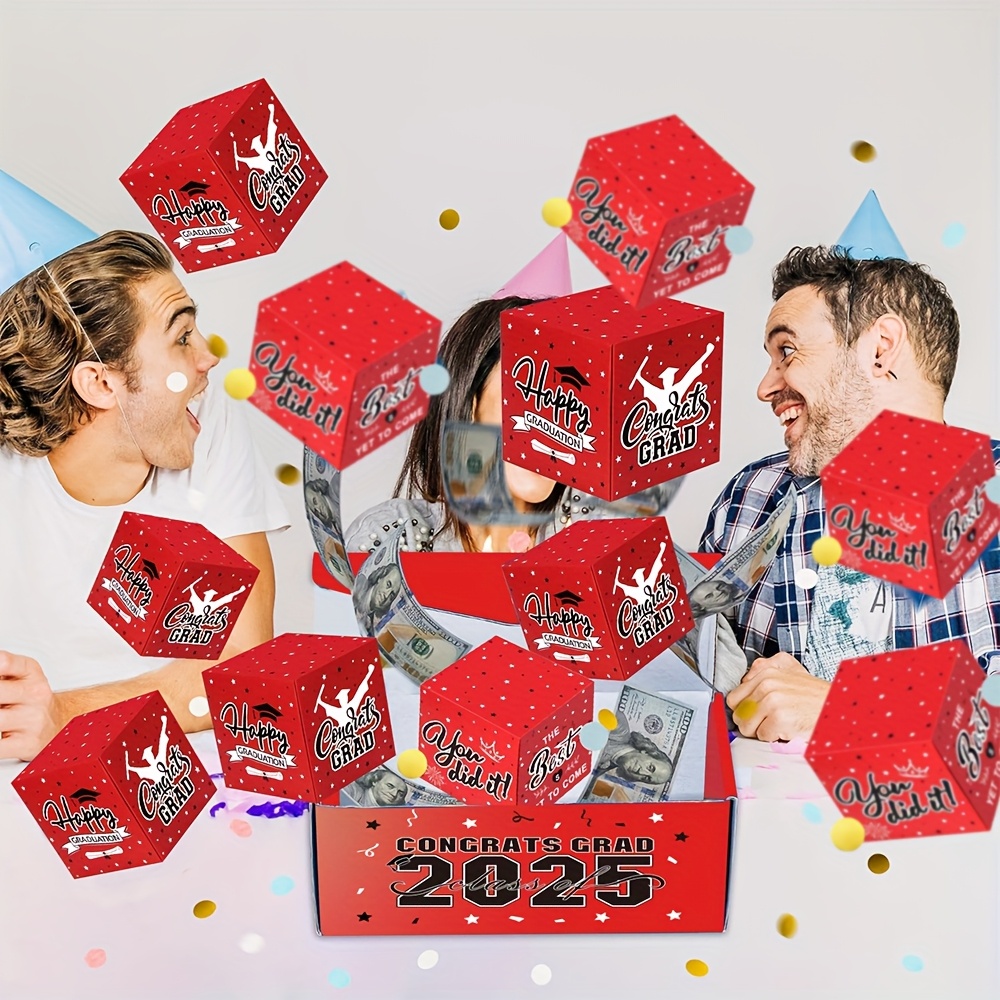 1 set   bounce out cash box with 6 10 15 20 25pcs surprise money   gift box for graduation birthday christmas new year parties foldable bounce out cash dispenser for   red envelopes celebration savings