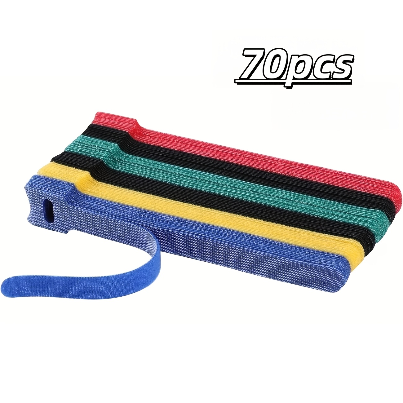 TEMU 70pcs Attaches de câble réutilisables en nylon, sangles d'organisation de câbles colorées réglables, adaptées aux câbles de chargement USB, aux