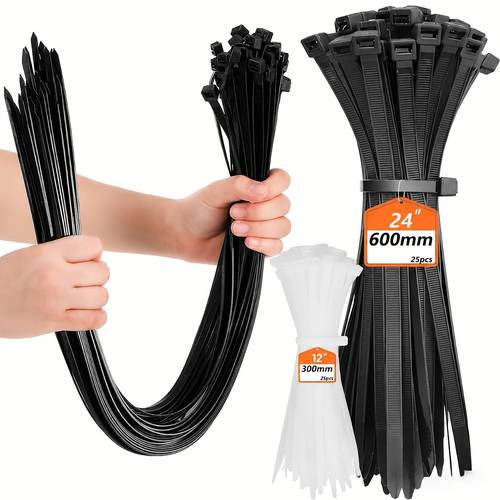 25 pack of durable uv resistant cable ties windproof cold resistant 600mm long versatile for electrical plumbing automotive home outdoor and industrial applications ideal for organizing cords wires pipes and hoses wire management s
