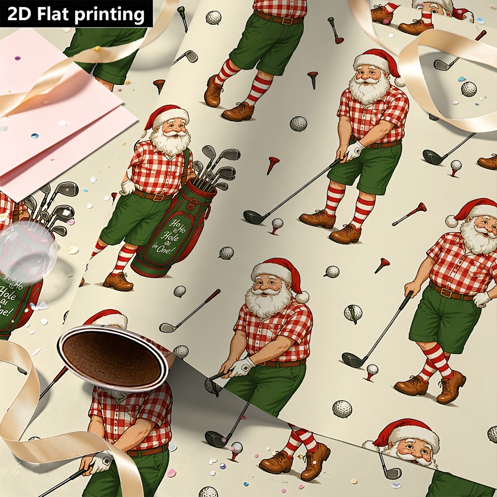 TEMU 1 Rouleau de Coupe Facile, Motif Noël, Anniversaire, Fête, Mariage, Thanksgiving, Noël avec Motif Père Noël et Golf