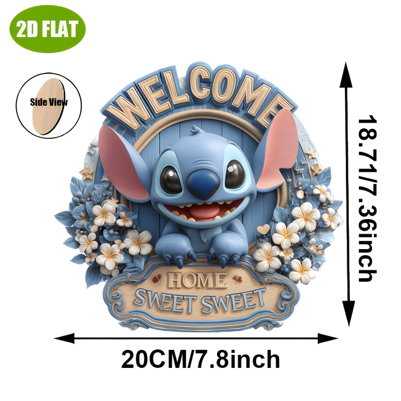 E-shop 2D Flat - Rundes Holz Willkommensschild mit flachem 2D , zum Aufhängen an der Haustür, Veranda, Eingangsbereich oder als Wanddekoration für