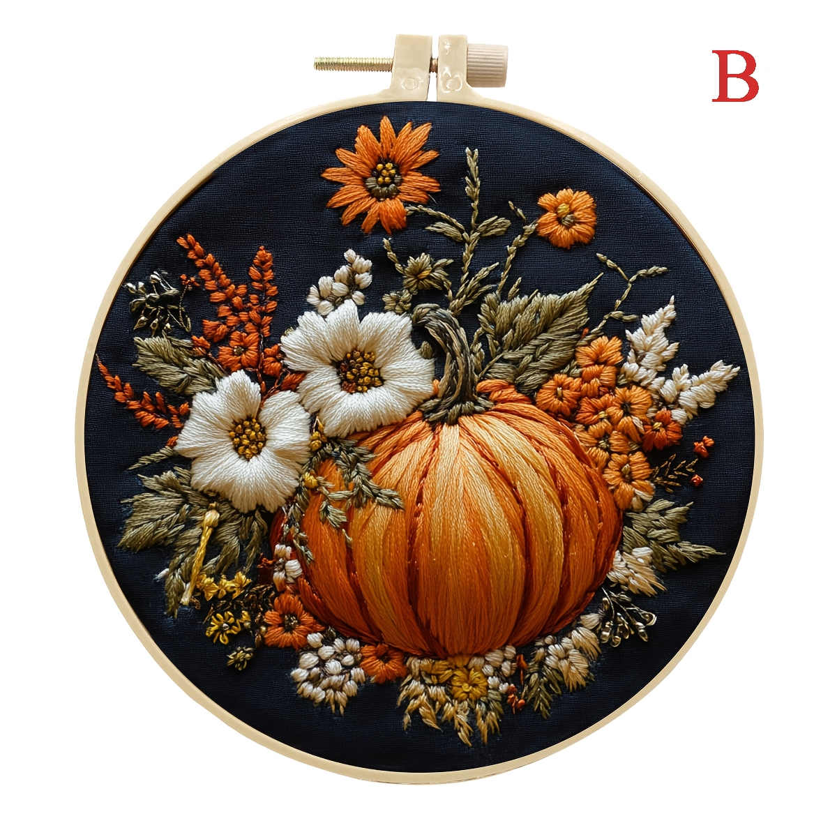 Complete Beginner Pumpkin Embroidery Set, DIY Handmade Kit