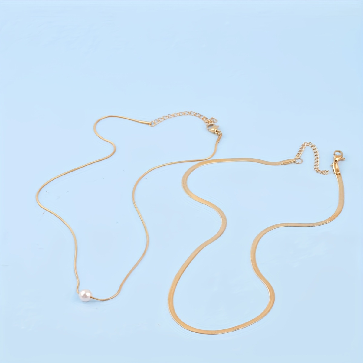 2pc Fashionable Chain-Style Stainless Steel Necklace Set