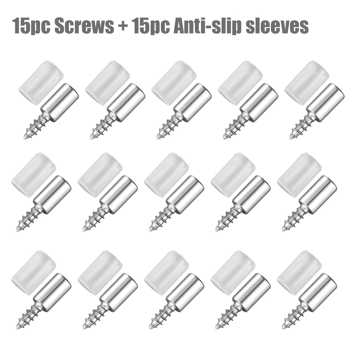 TEMU Lot de 30 vis autotaraudeuses avec manchons antidérapants pour armoires (15 vis + 15 manchons antidérapants), goupilles de support d'étagère en