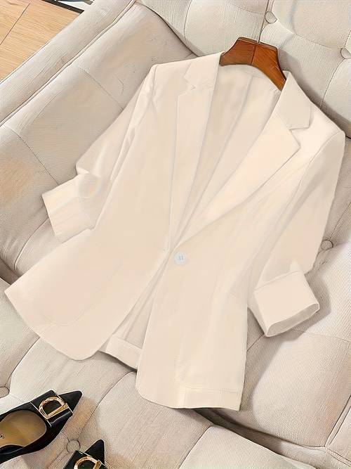 bk260321327 2026 new premium solid color single breasted suit elegant three quarter sleeve comfortable breathable commuter casual jacket elegant style suitable for summer and autumn versatile suit