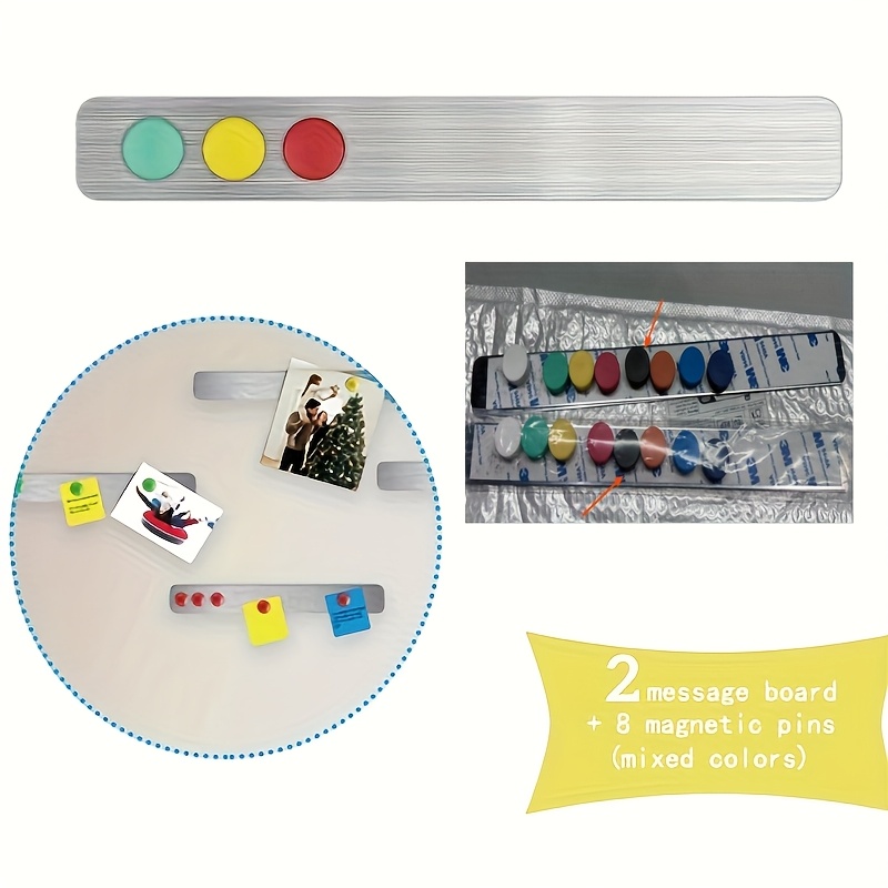 2pcs Stainless Steel Magnetic Memo Board - With 8 Strong Magnetic Card Buckles | Quick Installation For Office And Home Multiple