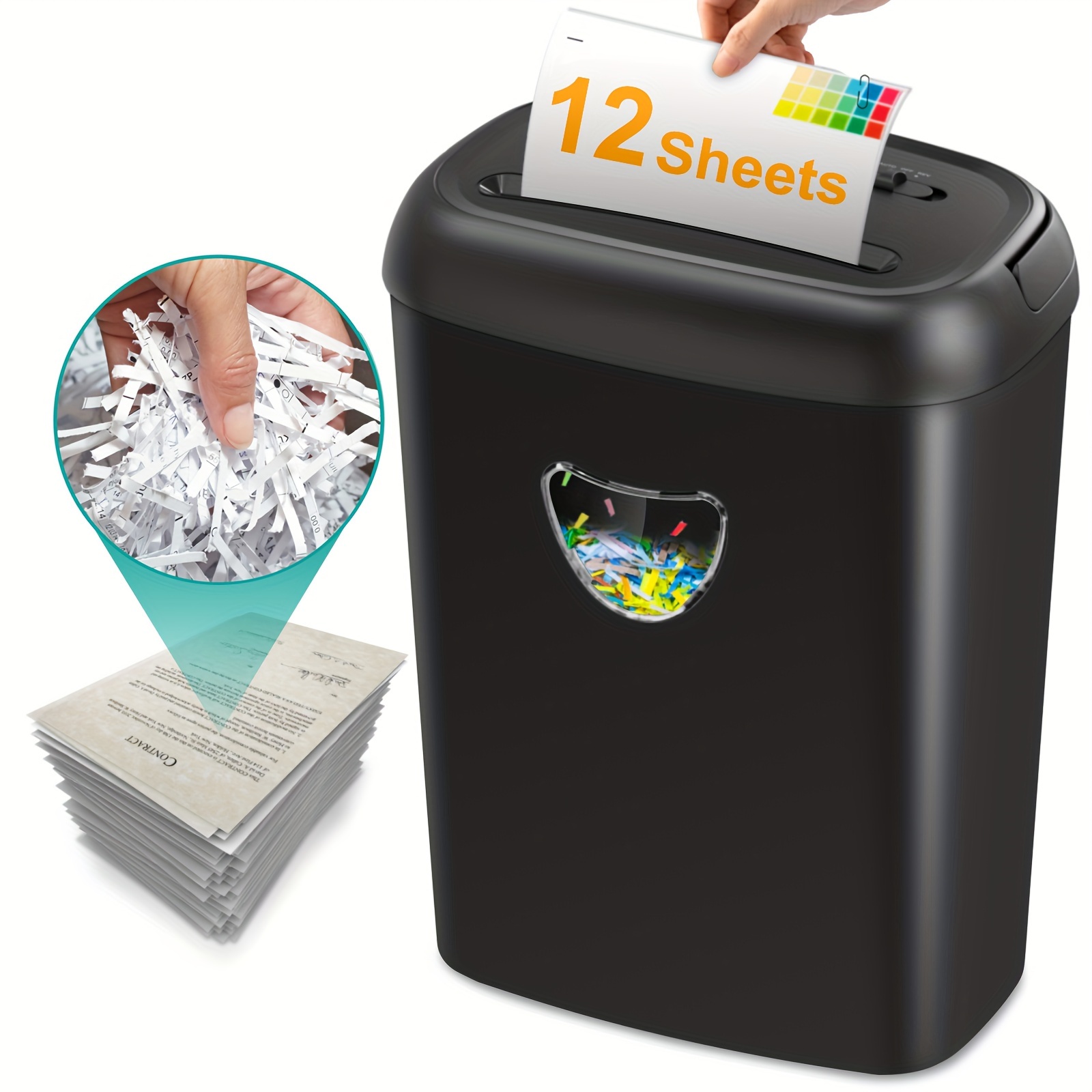 TEMU 12-sheet Cross Cut Office , P-4 Security, 6.3 Gal Bin, Credit Cards And , Anti-jam Heavy Duty For Office Business Use