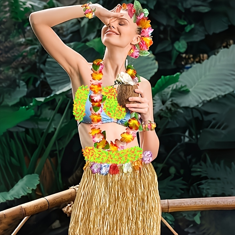 hawaiian grass skirt costume set hawaiian grass skirt adult Temu