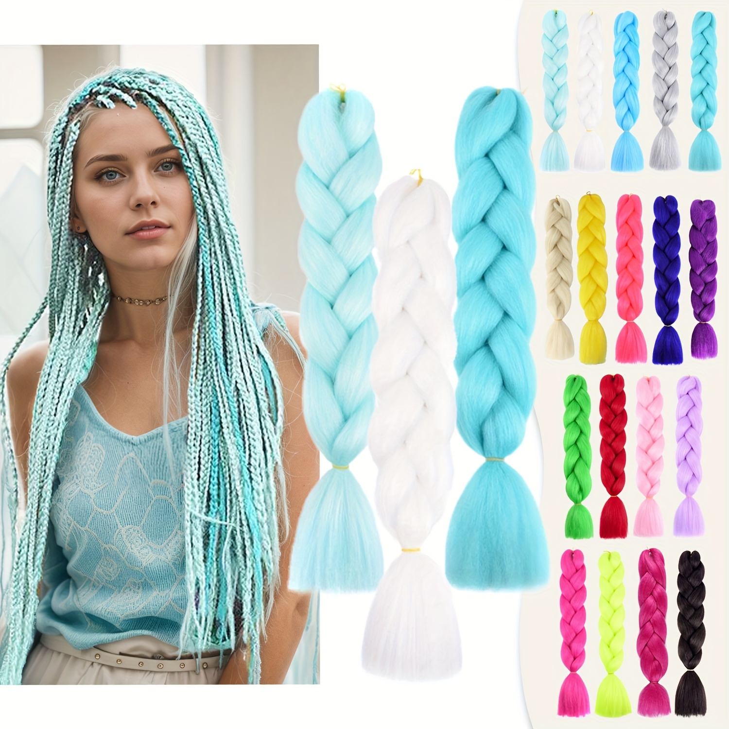 24 inch jumbo synthetic black braiding hair extensions  display picture 3