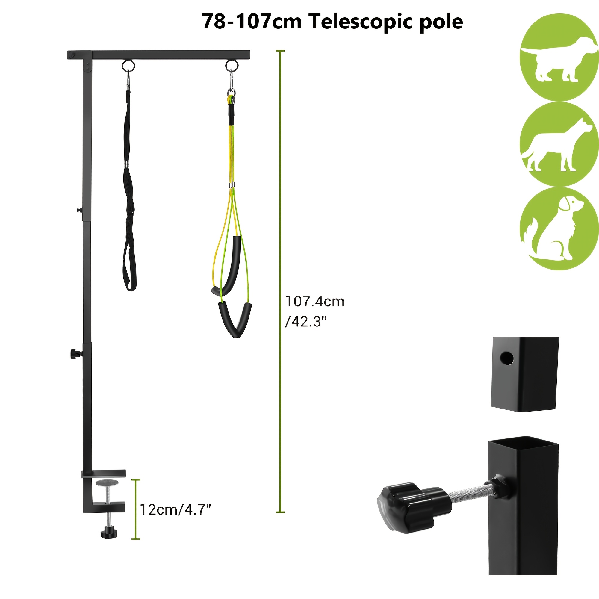 Image of Dog Grooming Arm H-shape Pet Dog Grooming Arm With 1 And Clamp For Dogs And Cats Heavy Duty Metal With Adjustable Height