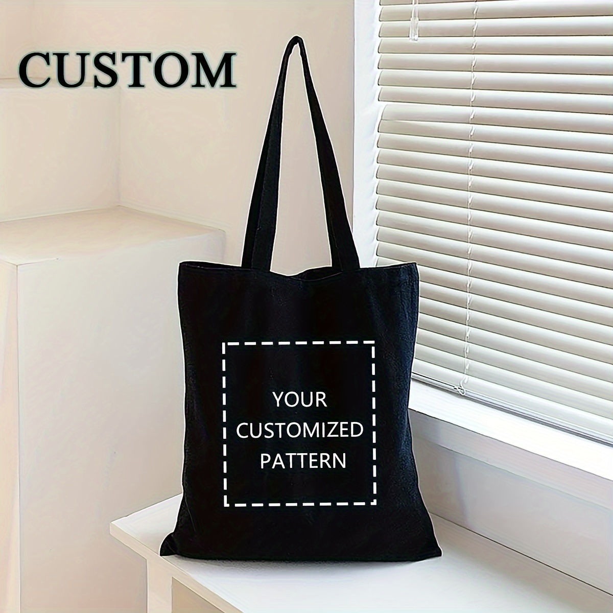 

Customizable Canvas Tote Bag - Large Capacity, Shopping & Storage Bag With Fixed Shoulder Straps, No-closure, Unlined - Ideal For Work, School, Use - Personalized Text Option