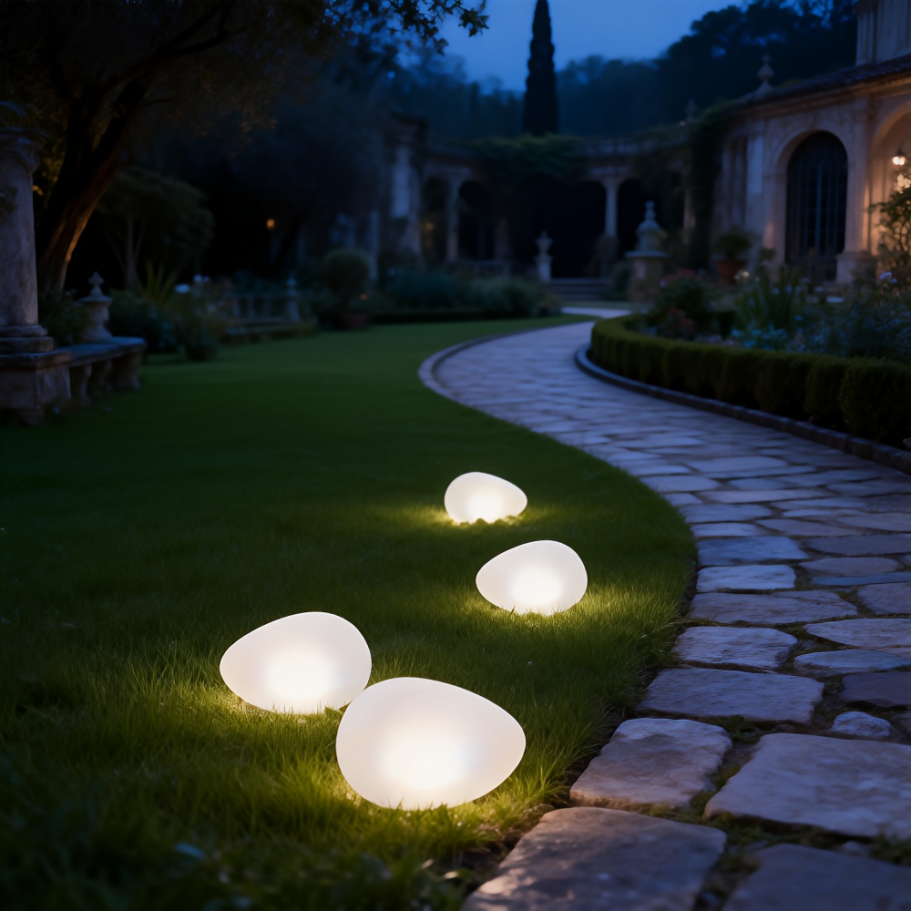   solar mini pebble lights egg shaped pathway lighting outdoor lights   garden walkways pool landscape 3pack or 2pack easter gift