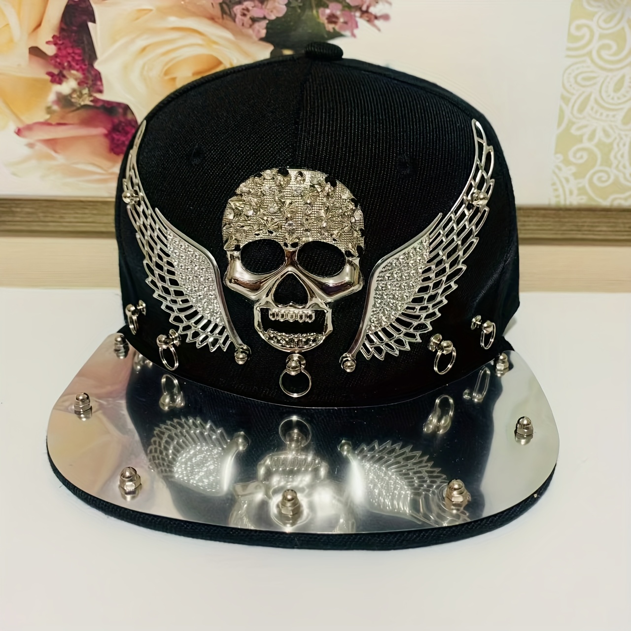 hip hop punk rivet baseball cap black skull - Temu Canada