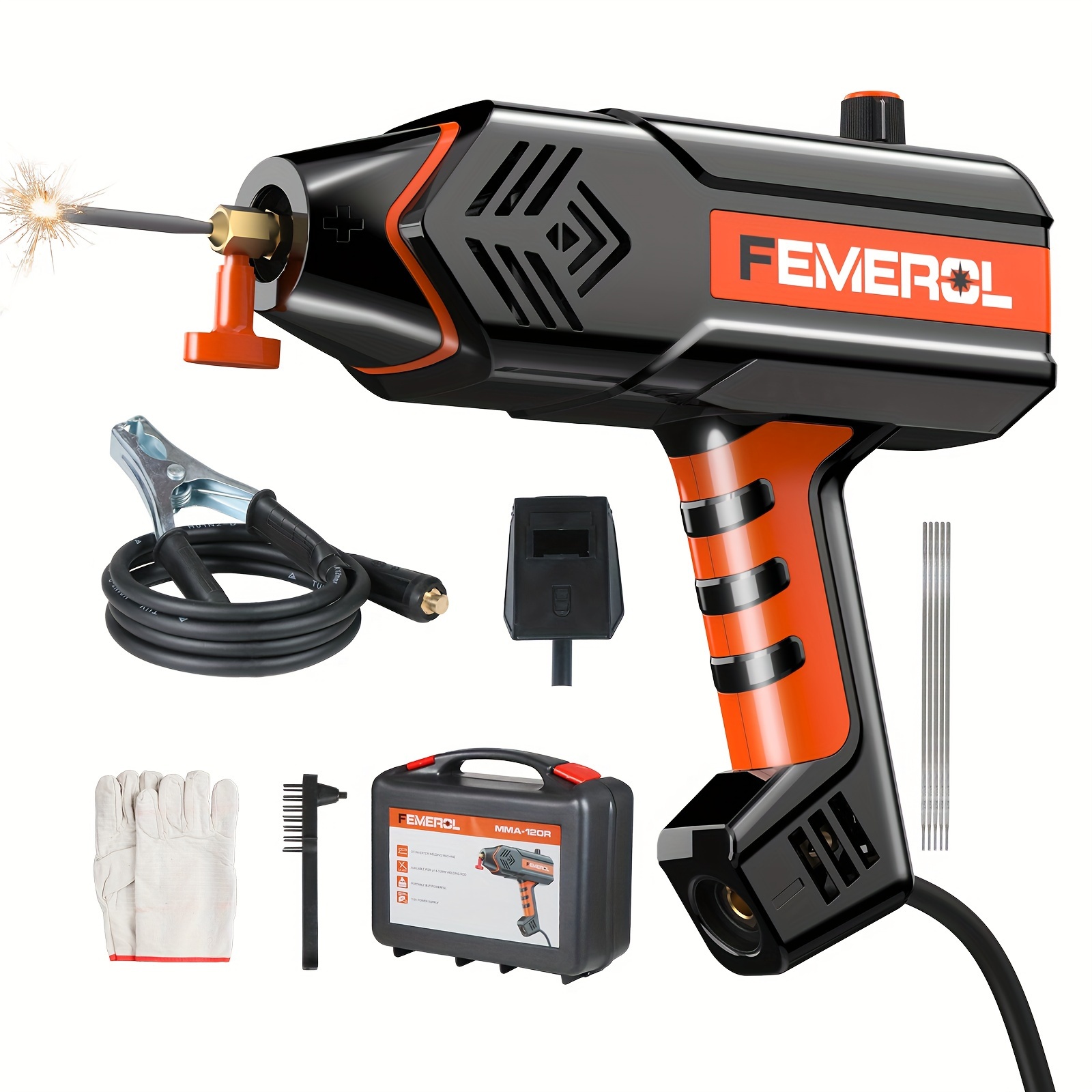 

Femerol Welding Machine 110v Handheld Welder 120a Portable Stick Welder Hand Held Welder Machine Igbt Inverter Digital Display With Welding Tool Set And Toolbox