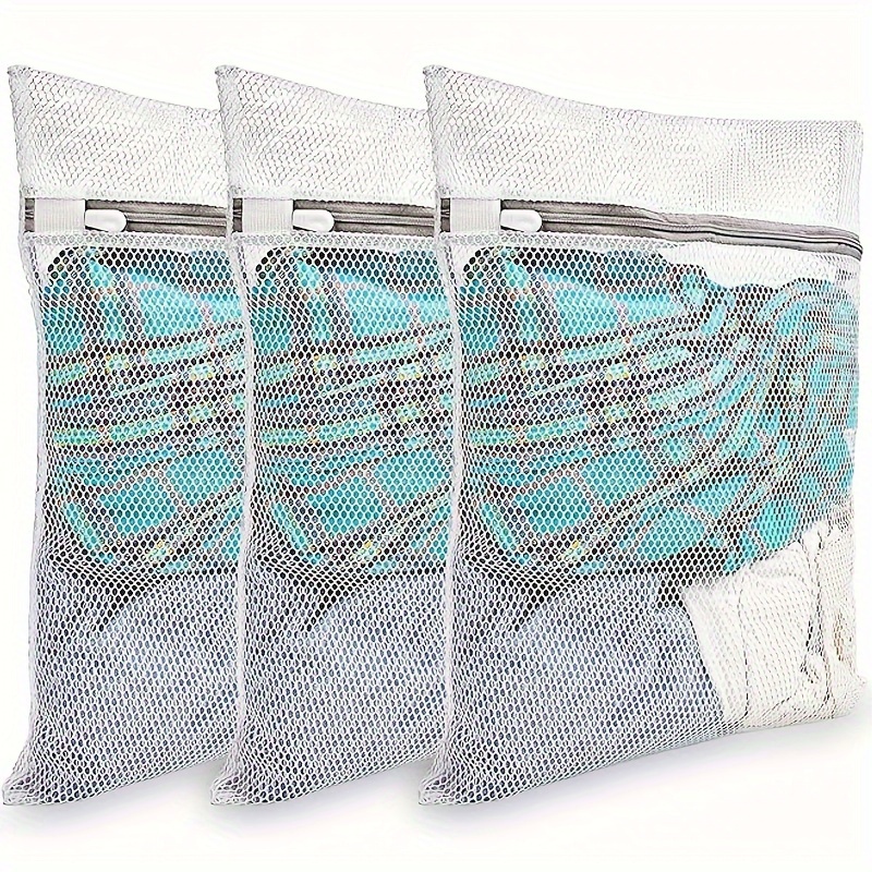 

3-Pack de grands sacs à linge en , polyester, rectangulaires, multi-, avec fermeture éclair élastique, pour lave-linge et sèche-linge, 27x37cm, organisateur de rangement pour et