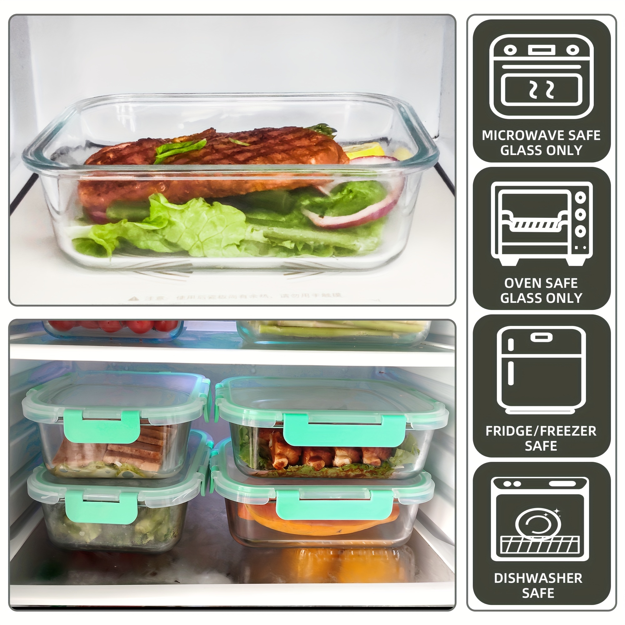 10 pack high borosilicate glass meal prep containers set food storage containers with airtight leakproof lids for home kitchen   dark purple Product details 4