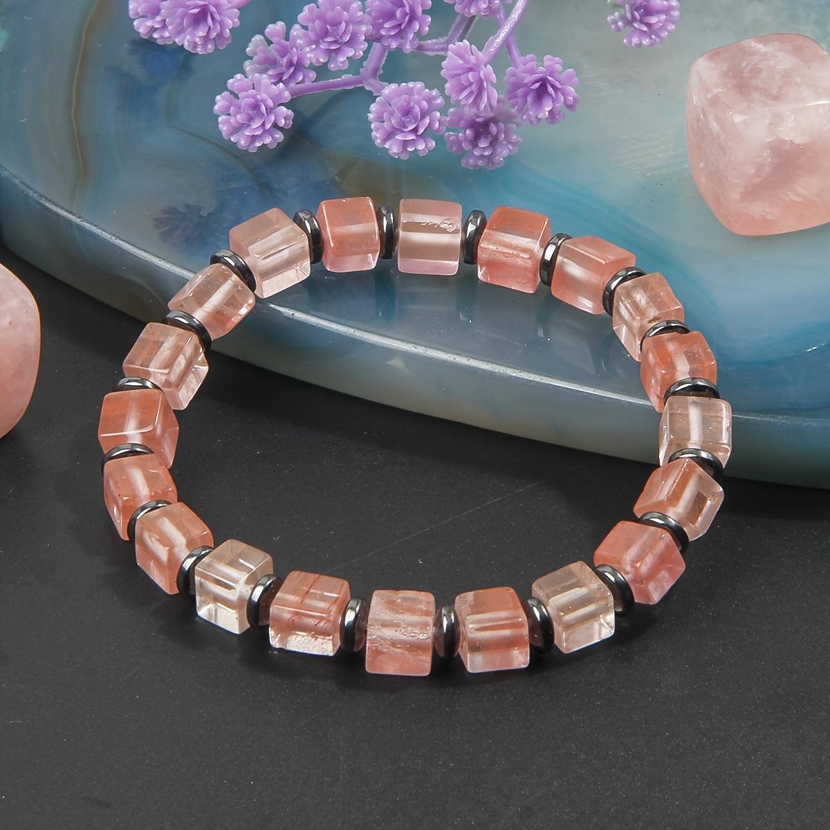 Women's Fashionable Minimalist Red Natural Stone Beaded Bracelet