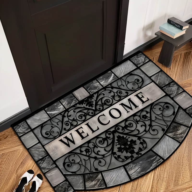 TEMU 1pc Vintage Style Welcome Rug J-621, Golden Diamond Yarn Fabric, Shiny Effect, Machine Washable, Suitable For Indoor Room Door Mat, Outdoor