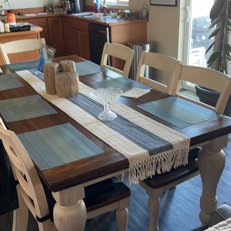 E-shop ., Bohemian Häkel-Tischläufer, Schickes Creme- und Grau, Rustikaler Bauernhaus-Stil, Landhaus-Kaffeetischläufer, Handgefertigtes Hohl-Design für
