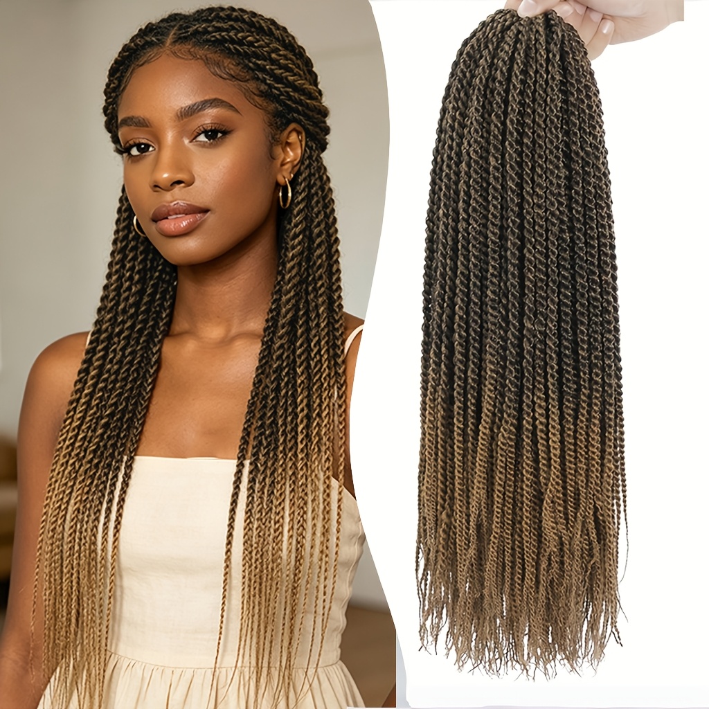 Ombre 2-Strand Twist Crochet Braids, Extensões de Cabelo Crochet Sintético Espiral Twist
