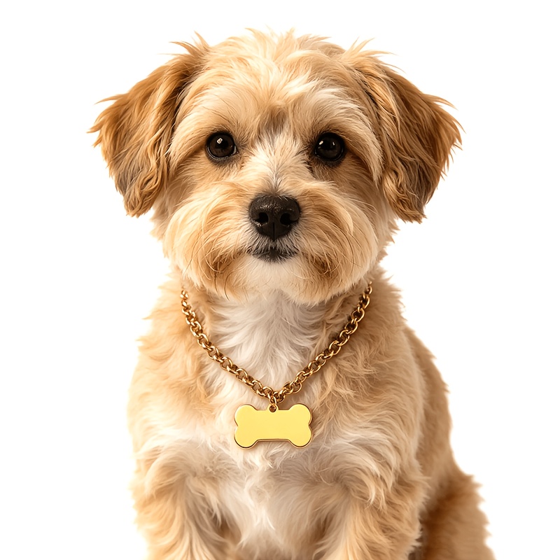 TEMU Custom And Phone Number Adjustable Dog Necklace, Stainless Link Chain And Pendant, Suitable For Dogs And Cats, Personalized Anti-lost Id Tag