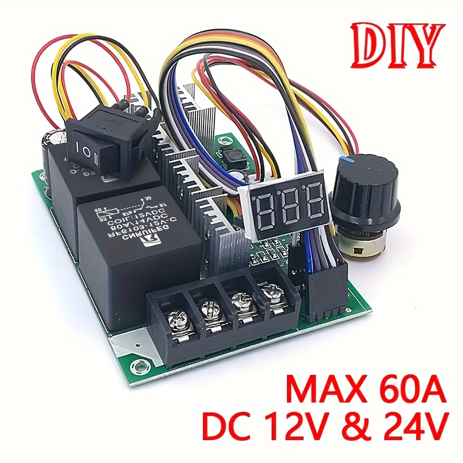 

60A 0-100 Contrôleur De Vitesse Réglable Pour Moteur CC DIY - Affichage Numérique LED Et Réglage PWM DC 10V-55V