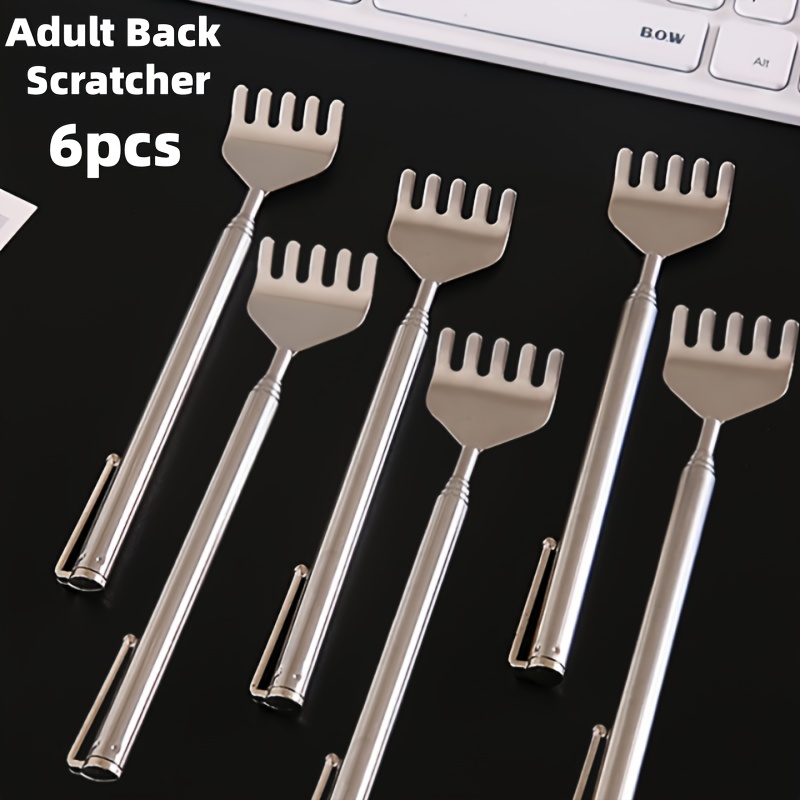 Image of 6pcs Retractable Stainless Scratcher - Family-friendly Tool, Compact & Portable With Multi-scene Storage (bag/car/office Drawer) - Perfect Gift For Christmas, Holidays, Special Occasions & Seniors