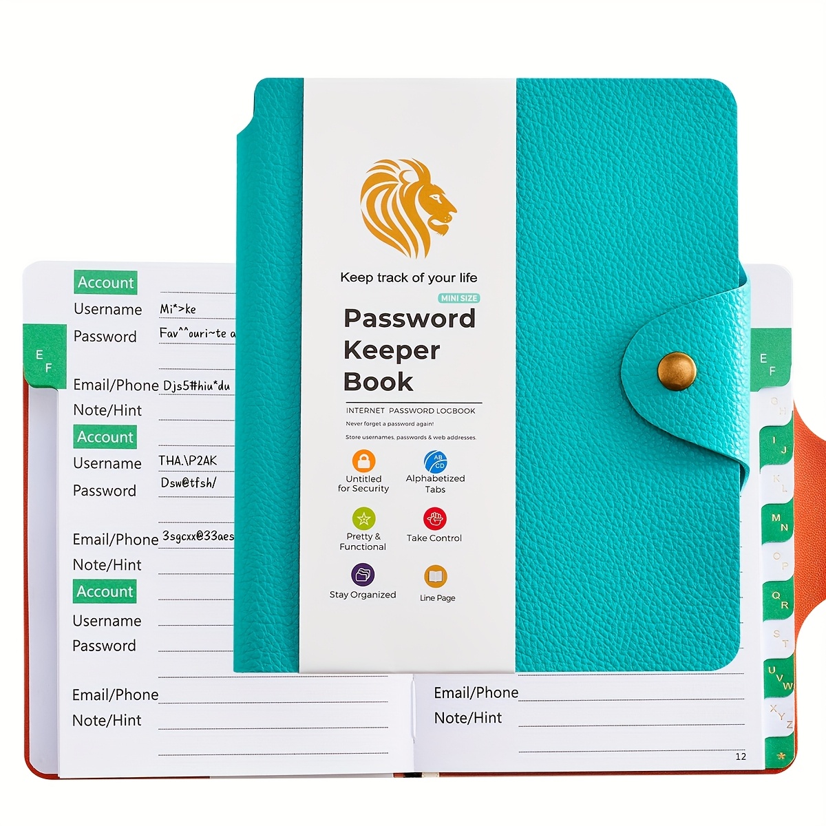 TEMU A6 Book With A-z Letter Tabs, Pu Soft Cover Password Notebook, Small Password Book For Seniors To Record Special Dates, Internet Settings, And