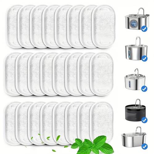 12pcs 24pcs cat water dispenser filters for 67oz 2l and 108oz 3 2l stainless steel pet water fountains replacement filters and clean no battery required