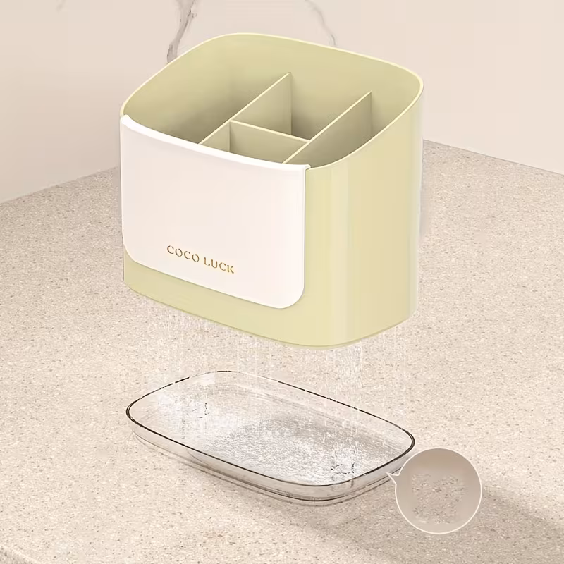 cutlery storage box with a drainage rack and dividers wall mounted without drilling suitable for storing chopsticks knives forks spoons and other utensils Product details 2