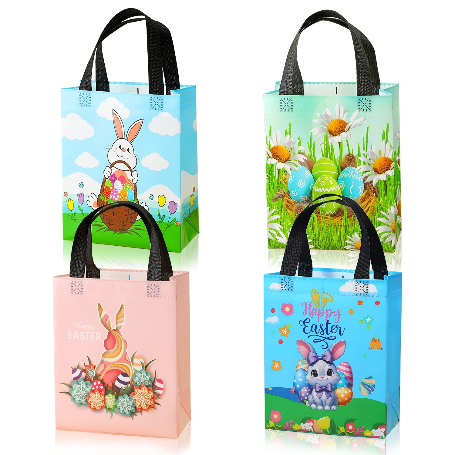 

8-pack Easter Chick Gift Bags With Handles, Reusable Non-woven Hunt Bags For Party Supplies, Gift Wrapping, Easter Basket Container, Foldable & Waterproof