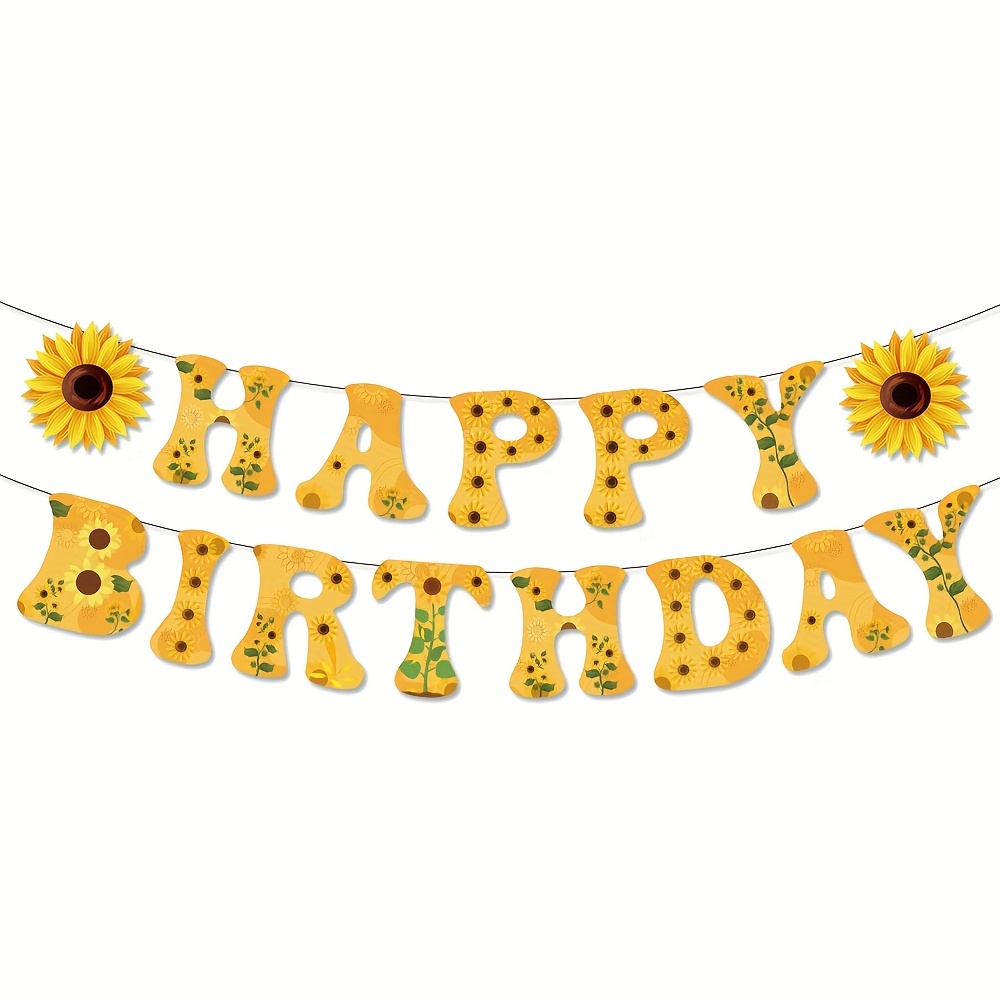 Image of Sunflower Birthday Party Decoration Banners, Sunflower Letter Banners, Birthday Party Decorative Props