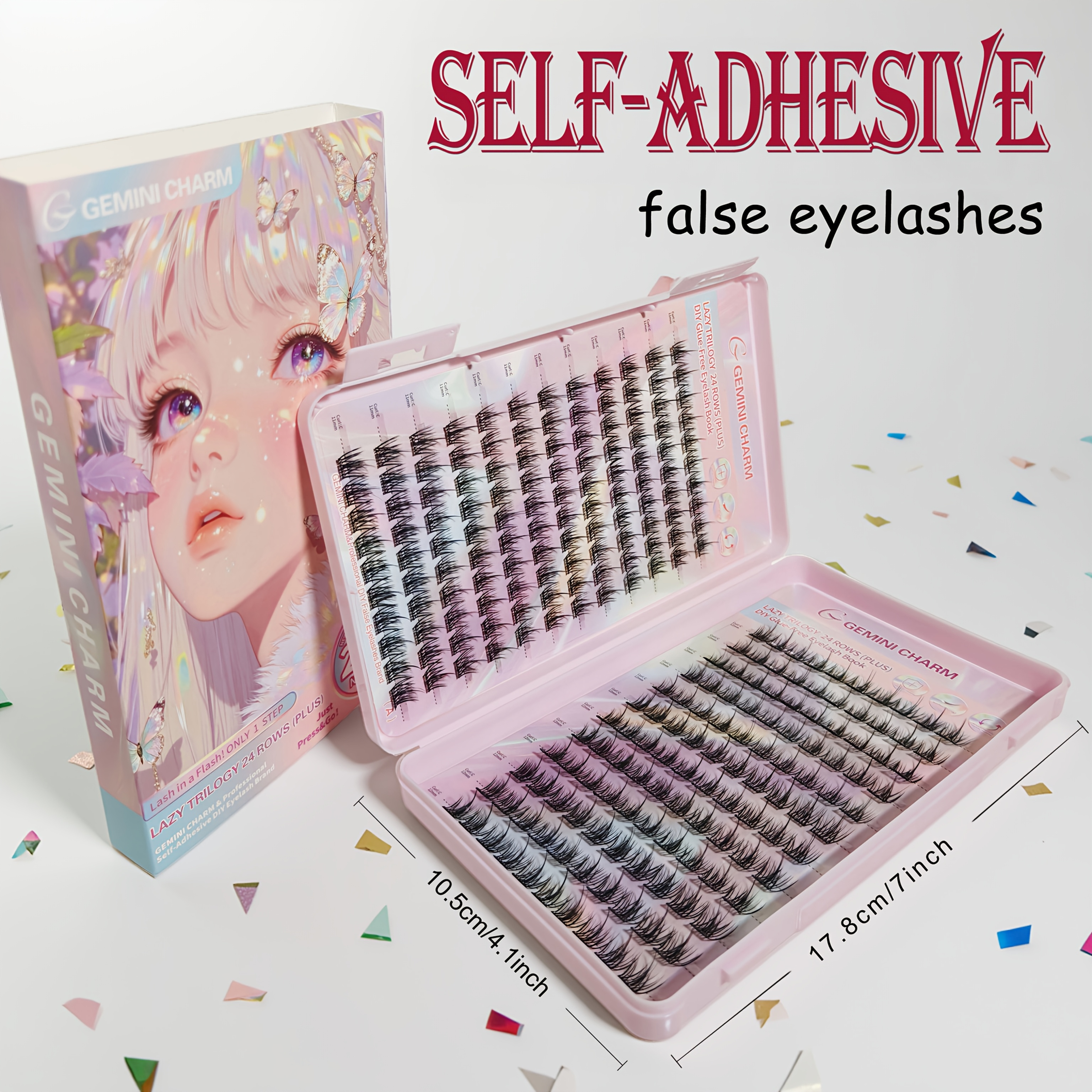 240pcs self eyelashes book no needed natural wispy lashes reusable lightweight easy to apply for beginners fluffy anime style cluster lashes high volume false eyelash kit cosmetics premium gift packaging details 2