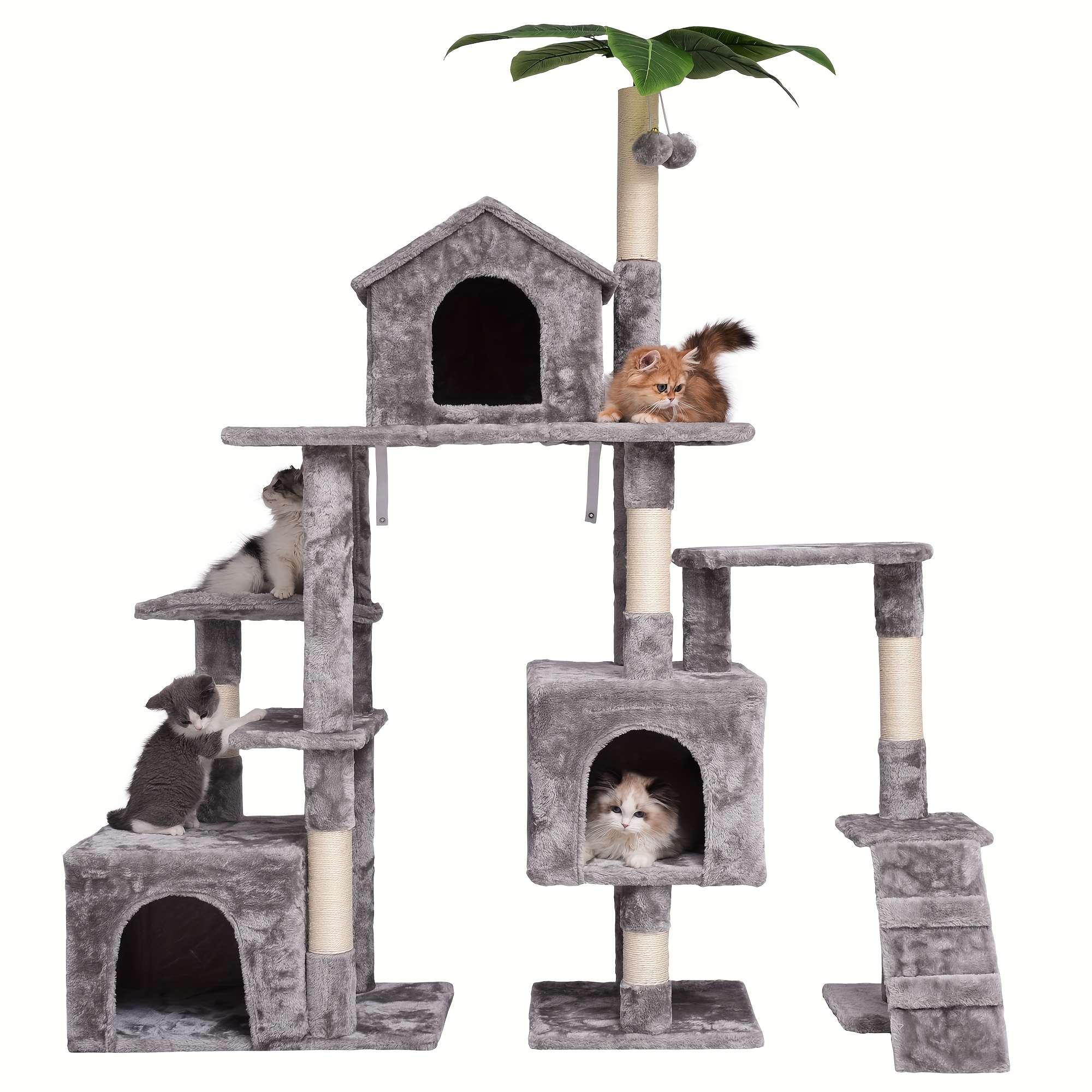 

Design 59h*55.1w Inch Cat Tree Tower With Scratching Post For Climbing, , And Claw Sharpening Cat Furniture