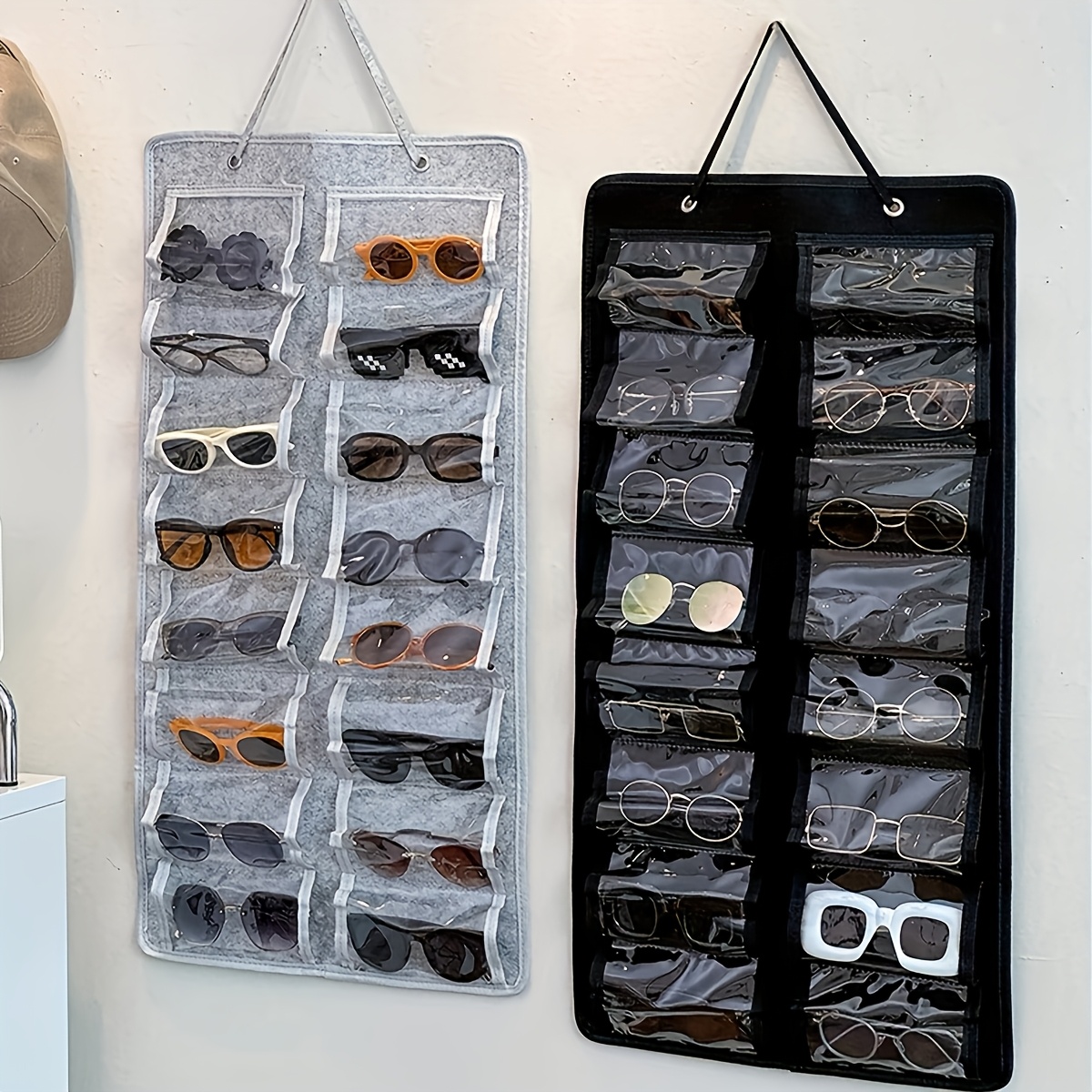 Wall-Mounted Glasses Storage Bag with 16 Grids