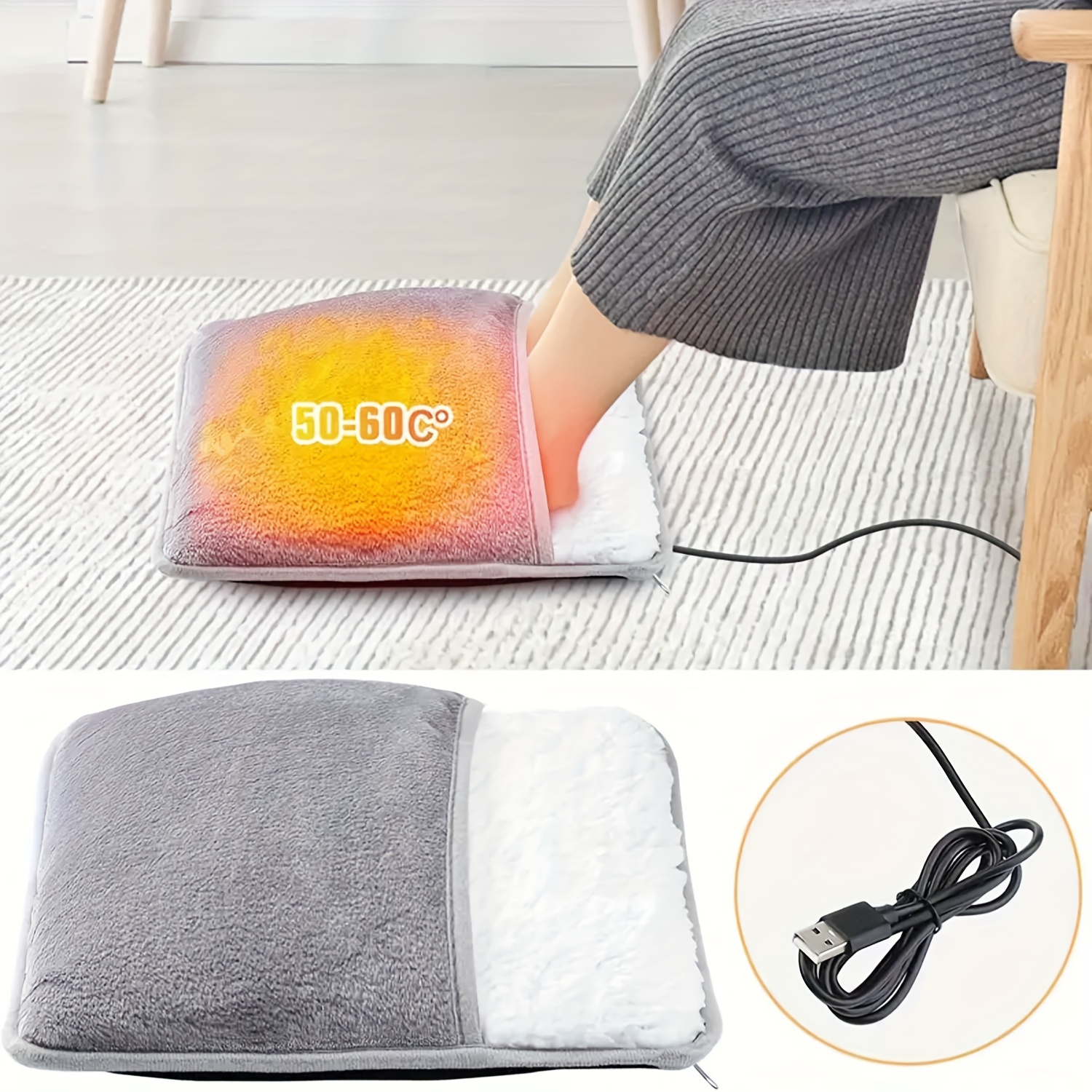 

Usb Powered Portable Electric Heating Foot Warmer Pad With Washable Flannel Cover Light Foot Warmer With Non-slip Bottom Design, Electric Heating Foot Warmer Pad