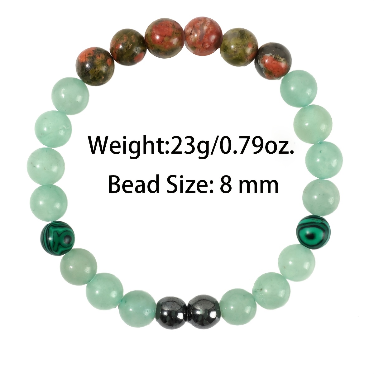 Peacock Green Flower Agate Bracelet, Natural Crystal Beaded