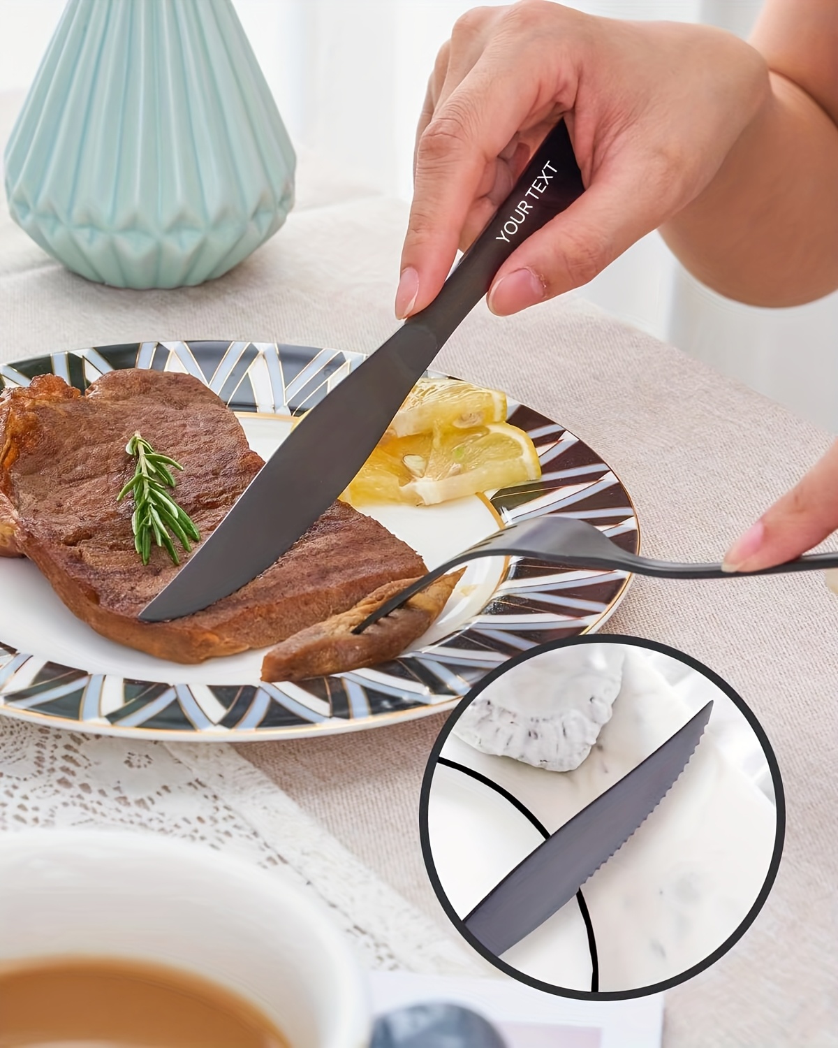 customized 24 36 stainless steel knife   and modern cutlery set spoon and fork set suitable for restaurants dishwasher washable Product details 4