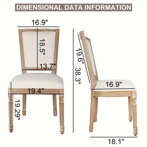 dining chairs set of 4 beige fabric round back with solid wood legs and frame for kitchen bedroom dining room