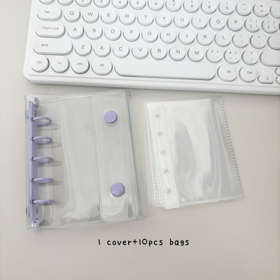 TEMU 5-Loch M5 Ordner Sammelbuch, mit 10 Stück doppelseitigen Hüllen, Kpop Karten Organizer, Loseblatt Ring Handbuch, Fotoalbum Halter