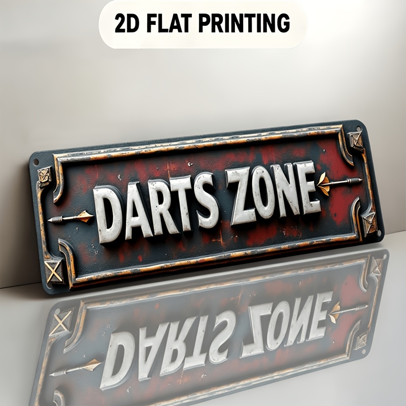 E-shop 2D Flach, Wandmontierbares Vintage Aluminiumschild Geeignet für Darts Pfeile Buchstaben Rahmen - Robuste Metalltafel mit Vorgebohrten Löchern,