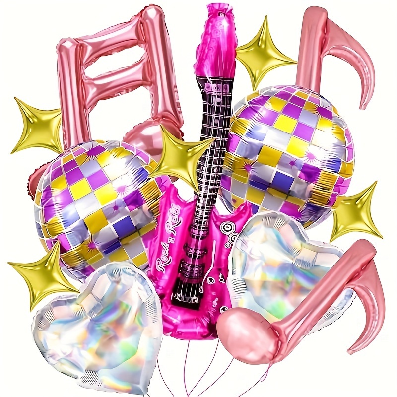 

14 Pcs Pop Singer Balloons: Huge Disco Ball, Music Note, Guitar Aluminum Foil Balloons - Perfect For Birthday, Disco Party, Singer Fans Party Decoration Supplies