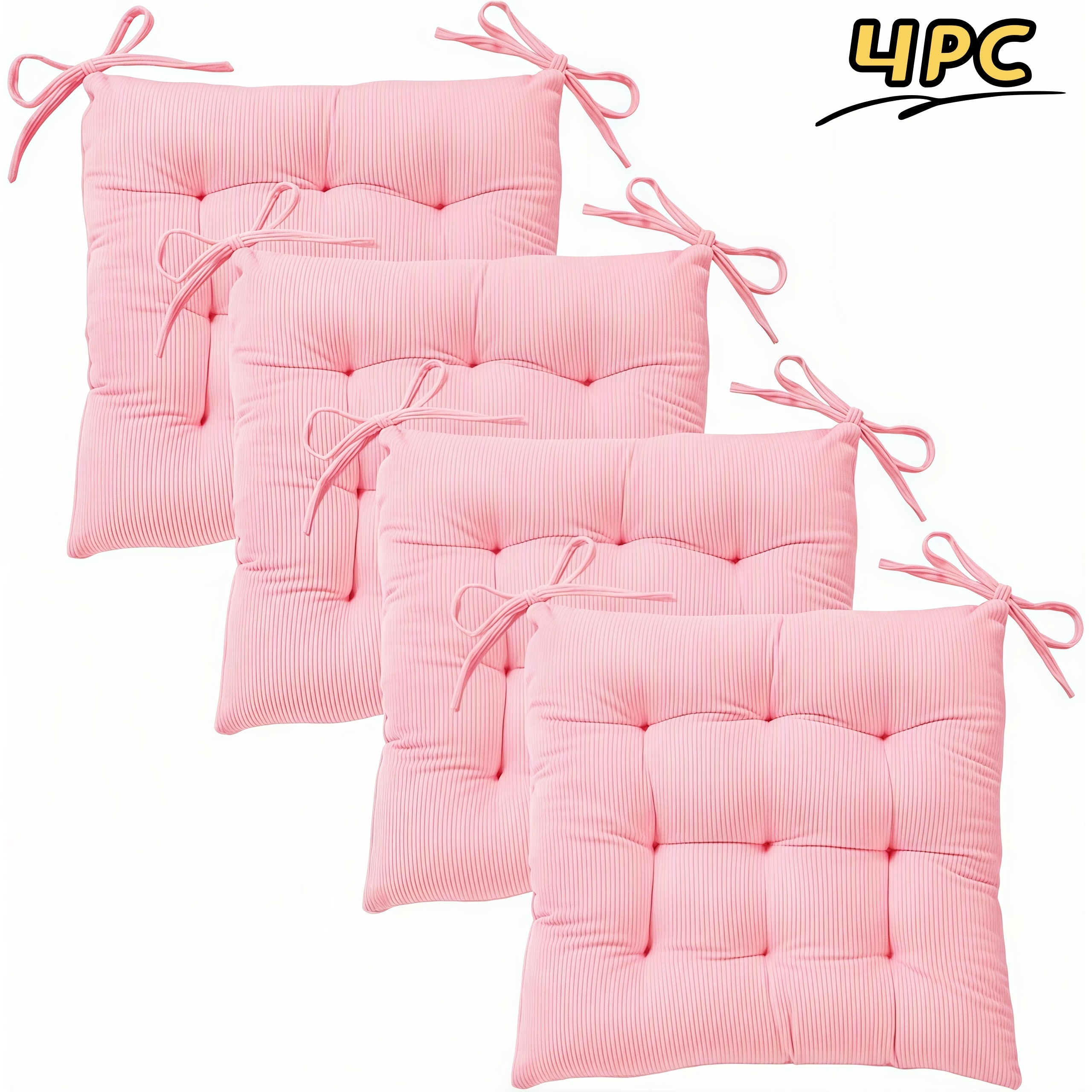 TEMU Upgraded Thickened Corduroy Chair Cushion Set Of 4/6, 16 Inch Square Ultra Seat Cushions, Indoor Pads For Dining Room, Kitchen And Office Use
