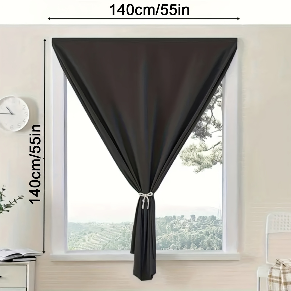 TEMU Self Adhesive Blackout Curtains - Noise Reducing & Blocking Window Drapes With Magic Tape, No Tools Needed, Light Blocking Window Treatments For