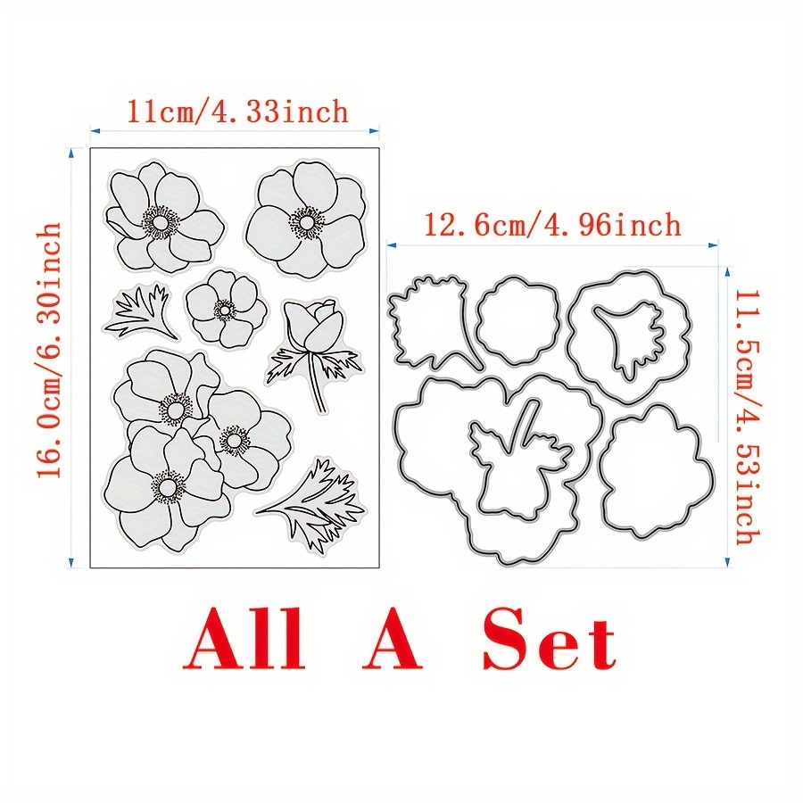 Image of Beautiful Flowers And Leaves Series Clear Stamps And Metal Cutting Dies Set For Diy Scrapbooking Decoration Paper Craft Album Card Making Craft Embossing And Craft Embossing