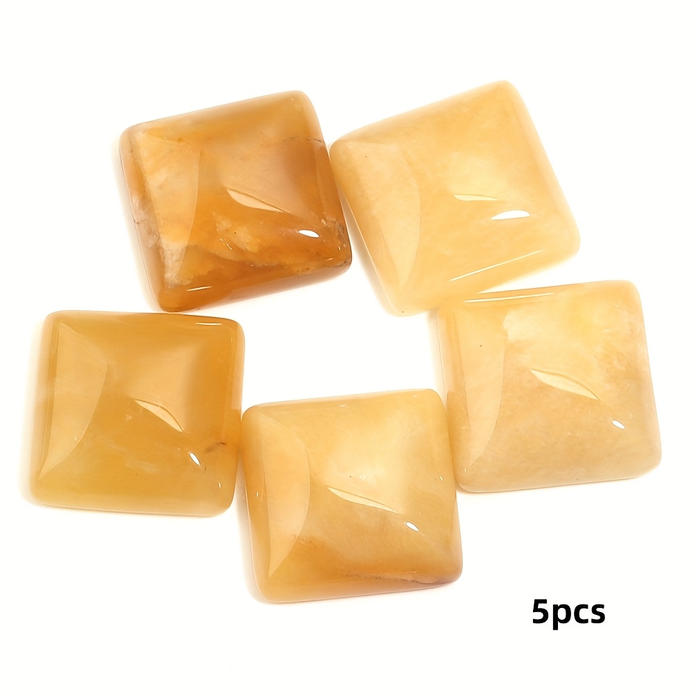 TEMU 5pcs Natural Stone Square Beads 16mm, Multi-colored Decorative Beads For Jewelry Inlay, Handmade Jewelry Inlay Additions