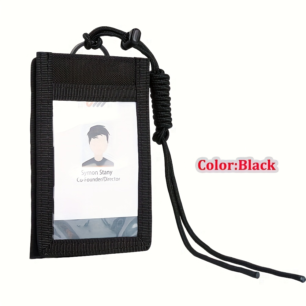 TEMU New Tactical Id Card Holder Hook Loop Patch Badge Holders Outdoor Travel Pouch Pen Purse And Nylon Lanyard Credit Card Organizer Name Tag Cases