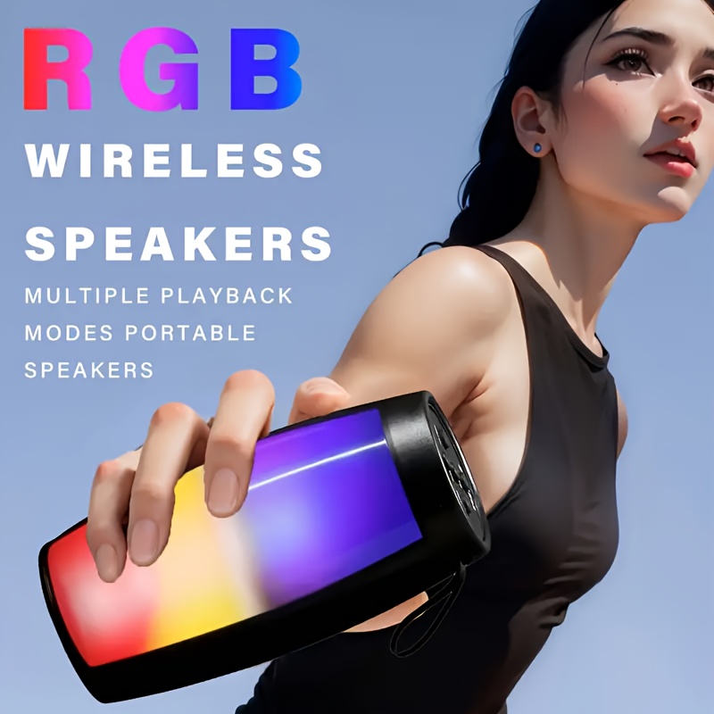 Altavoz Inalámbrico Portátil SoundWave | 7.19cm*14.78cm con Luces LED Rich, Batería de Larga Duración, Carga USB, Entrada AUX y Tarjeta TF, Conexión Inalámbrica, Efectos de Iluminación RGB, Ideal para Regalos de Navidad y Cumpleaños